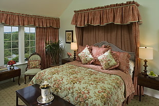 bedroom with floral bedding set